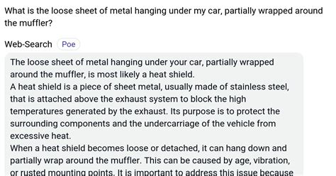 metal sheet above exhaust loose|metal hanging under car exhaust.